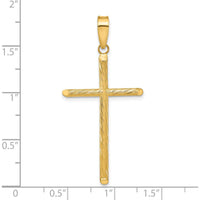 14K Yellow Gold Polished and Textured Fancy Cross Pendant with Beveled Edges - 45.35mm Length by Oro Pregiato