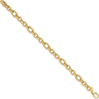 14K Yellow Gold Polished and Textured Fancy Link 7.5" Bracelet by Oro Pregiato