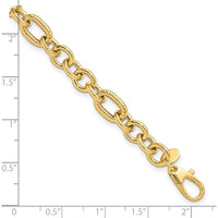 14K Yellow Gold Polished and Textured Fancy Link 7.5" Bracelet by Oro Pregiato