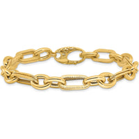 14K Yellow Gold Polished and Textured Fancy Link 7.5" Bracelet by Oro Pregiato