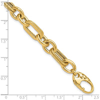 14K Yellow Gold Polished and Textured Fancy Link 7.5" Bracelet by Oro Pregiato