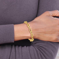 14K Yellow Gold Polished and Textured Fancy Link 7.5" Bracelet by Oro Pregiato