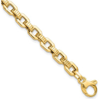 14K Yellow Gold Polished and Textured Fancy Link 7.5" Bracelet by 0