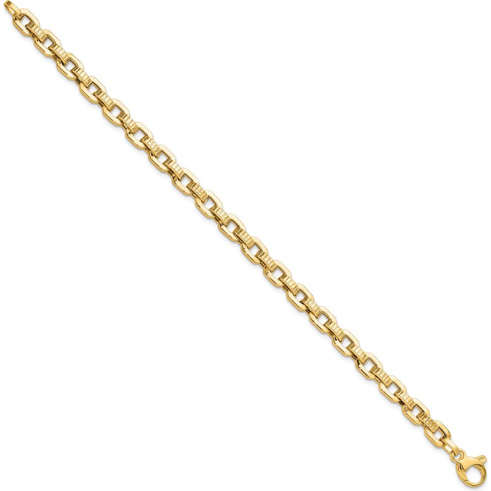 14K Yellow Gold Polished and Textured Fancy Link 7.5" Bracelet by 0