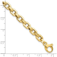 14K Yellow Gold Polished and Textured Fancy Link 7.5" Bracelet by 0