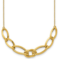 14K Yellow Gold Polished and Textured Fancy Link Necklace - 17.5" Length by 0