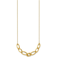 14K Yellow Gold Polished and Textured Fancy Link Necklace - 17.5" Length by 0