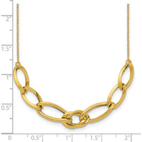 14K Yellow Gold Polished and Textured Fancy Link Necklace - 17.5" Length by 0