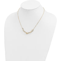14K Yellow Gold Polished and Textured Fancy Link Necklace - 17.5" Length by 0