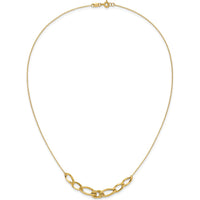 14K Yellow Gold Polished and Textured Fancy Link Necklace - 17.5" Length by 0