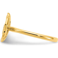 14K Yellow Gold Polished and Textured Fashion Ring with Round Diamonds - 0.12 Carat Total Diamond Weight by 0