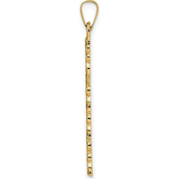 14K Yellow Gold Polished and Textured Floral Cross Pendant - 33.25mm Length by Oro Pregiato