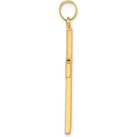 14K Yellow Gold Polished and Textured Floral Cross Pendant - 35.9mm Length by Oro Pregiato