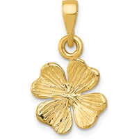 14K Yellow Gold Polished and Textured Four Leaf Clover Pendant by Oro Pregiato