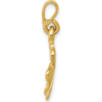 14K Yellow Gold Polished and Textured Four Leaf Clover Pendant by Oro Pregiato