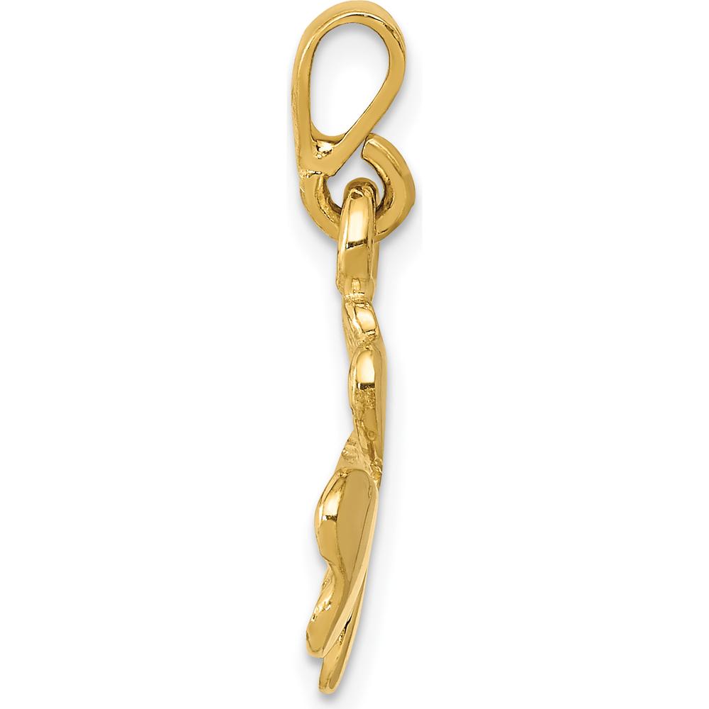 14K Yellow Gold Polished and Textured Four Leaf Clover Pendant by Oro Pregiato