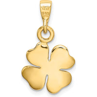 14K Yellow Gold Polished and Textured Four Leaf Clover Pendant by Oro Pregiato
