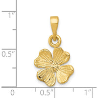 14K Yellow Gold Polished and Textured Four Leaf Clover Pendant by Oro Pregiato