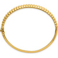 14K Yellow Gold Polished and Textured Graduated Hinged Oval Bangle Bracelet by Oro Pregiato
