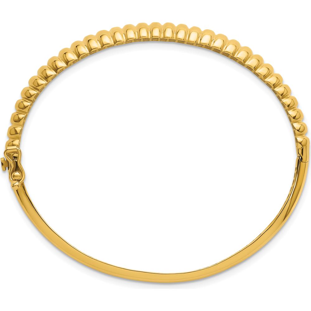 14K Yellow Gold Polished and Textured Graduated Hinged Oval Bangle Bracelet by Oro Pregiato