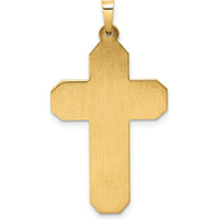 14K Yellow Gold Polished and Textured Hollow Scroll Double Cross Pendant by Oro Pregiato