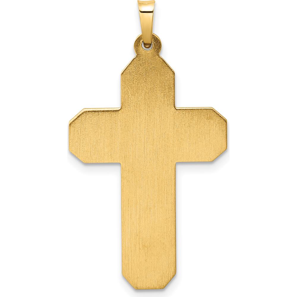 14K Yellow Gold Polished and Textured Hollow Scroll Double Cross Pendant by Oro Pregiato