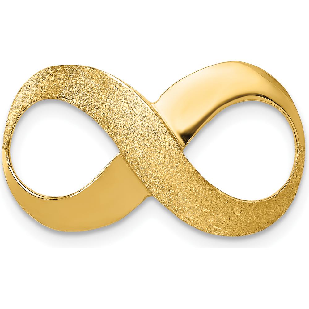 14K Yellow Gold Polished and Textured Infinity Slide Pendant for Omega Chains - Fits up to 5mm Fancy Omega by Oro Pregiato