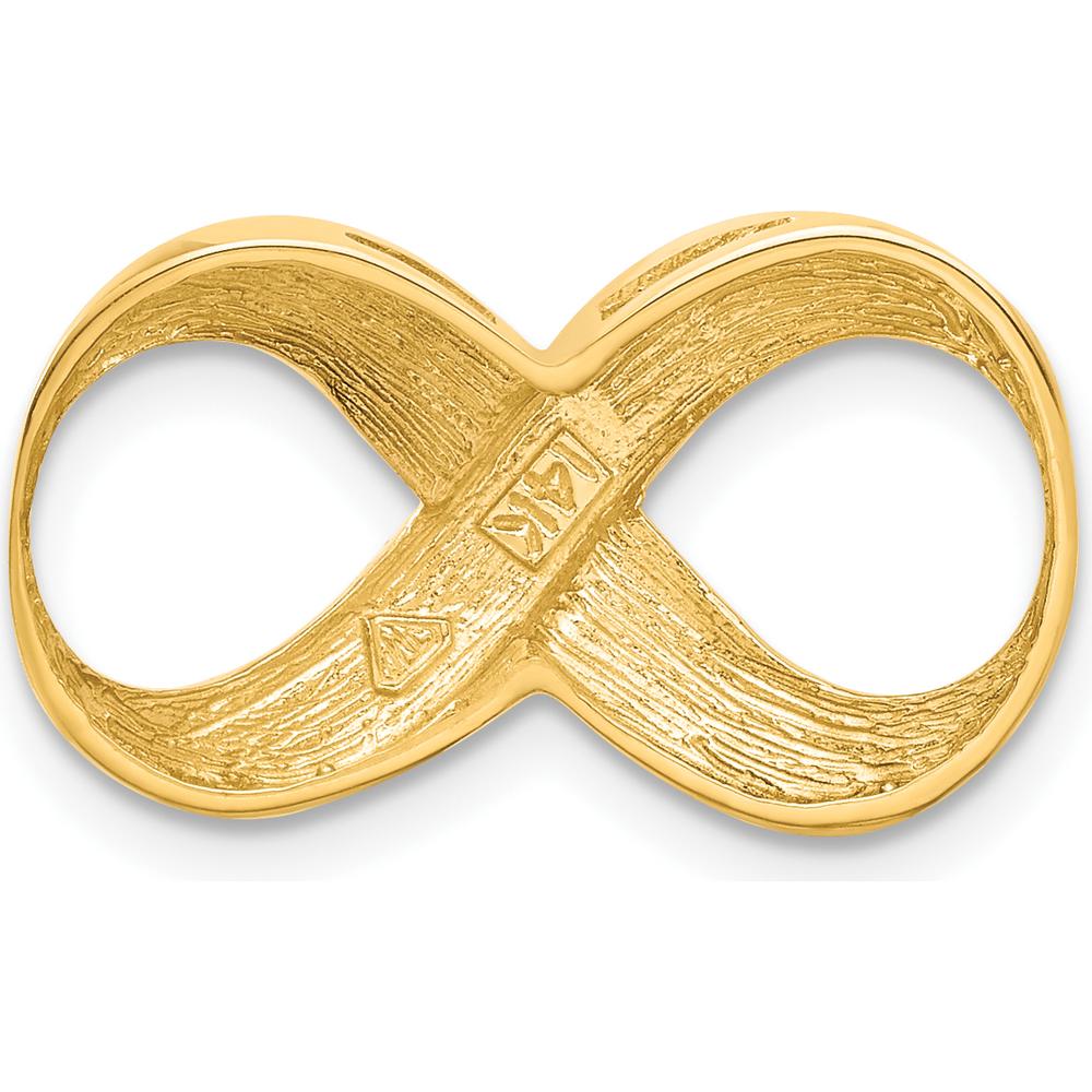 14K Yellow Gold Polished and Textured Infinity Slide Pendant for Omega Chains - Fits up to 5mm Fancy Omega by Oro Pregiato