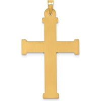 14K Yellow Gold Polished and Textured INRI Crucifix Cross Pendant with White Rhodium Accents by Oro Pregiato