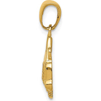 14K Yellow Gold Polished and Textured "Just Married" Car Pendant by Oro Pregiato