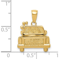 14K Yellow Gold Polished and Textured "Just Married" Car Pendant by Oro Pregiato