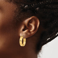 14K Yellow Gold Polished and Textured Large Hoop Earrings by 0