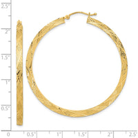 14K Yellow Gold Polished and Textured Large Hoop Earrings by 0