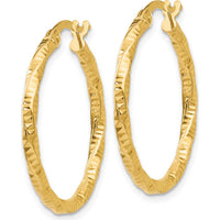 14K Yellow Gold Polished and Textured Large Hoop Earrings by 0