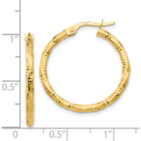 14K Yellow Gold Polished and Textured Large Hoop Earrings by 0
