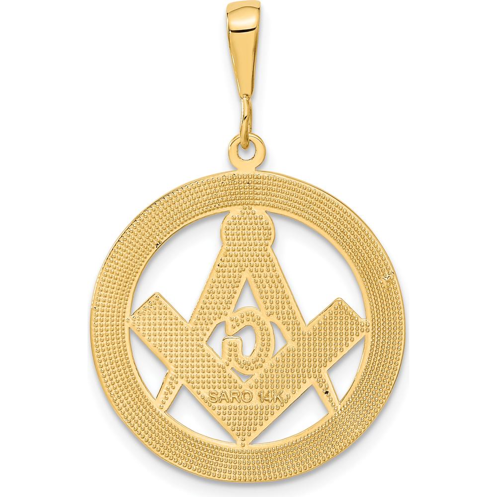 14K Yellow Gold Polished and Textured Large Masonic Symbol Pendant - 23mm by IBGoodman