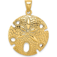 14K Yellow Gold Polished and Textured Large Sand Dollar Pendant by Oro Pregiato
