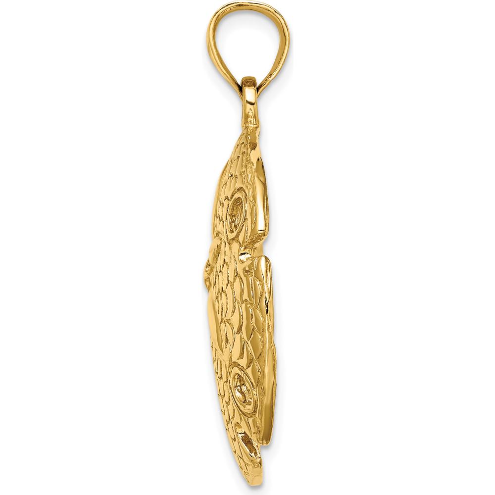 14K Yellow Gold Polished and Textured Large Sand Dollar Pendant by Oro Pregiato