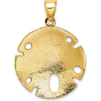 14K Yellow Gold Polished and Textured Large Sand Dollar Pendant by Oro Pregiato