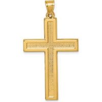 14K Yellow Gold Polished and Textured Latin Cross Pendant by Oro Pregiato
