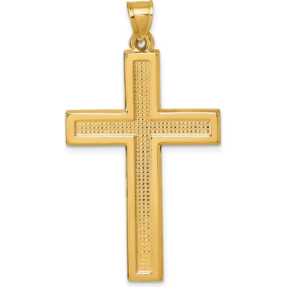14K Yellow Gold Polished and Textured Latin Cross Pendant by Oro Pregiato