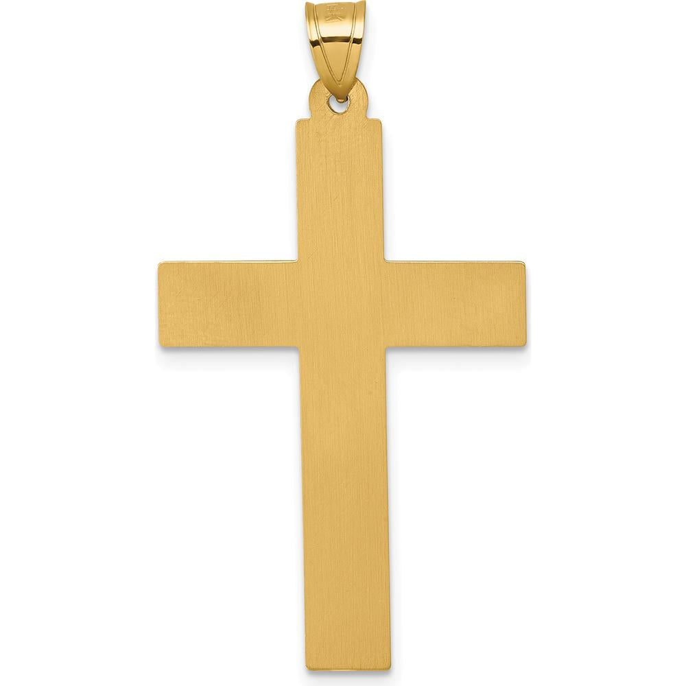 14K Yellow Gold Polished and Textured Latin Cross Pendant by Oro Pregiato