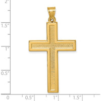 14K Yellow Gold Polished and Textured Latin Cross Pendant by Oro Pregiato