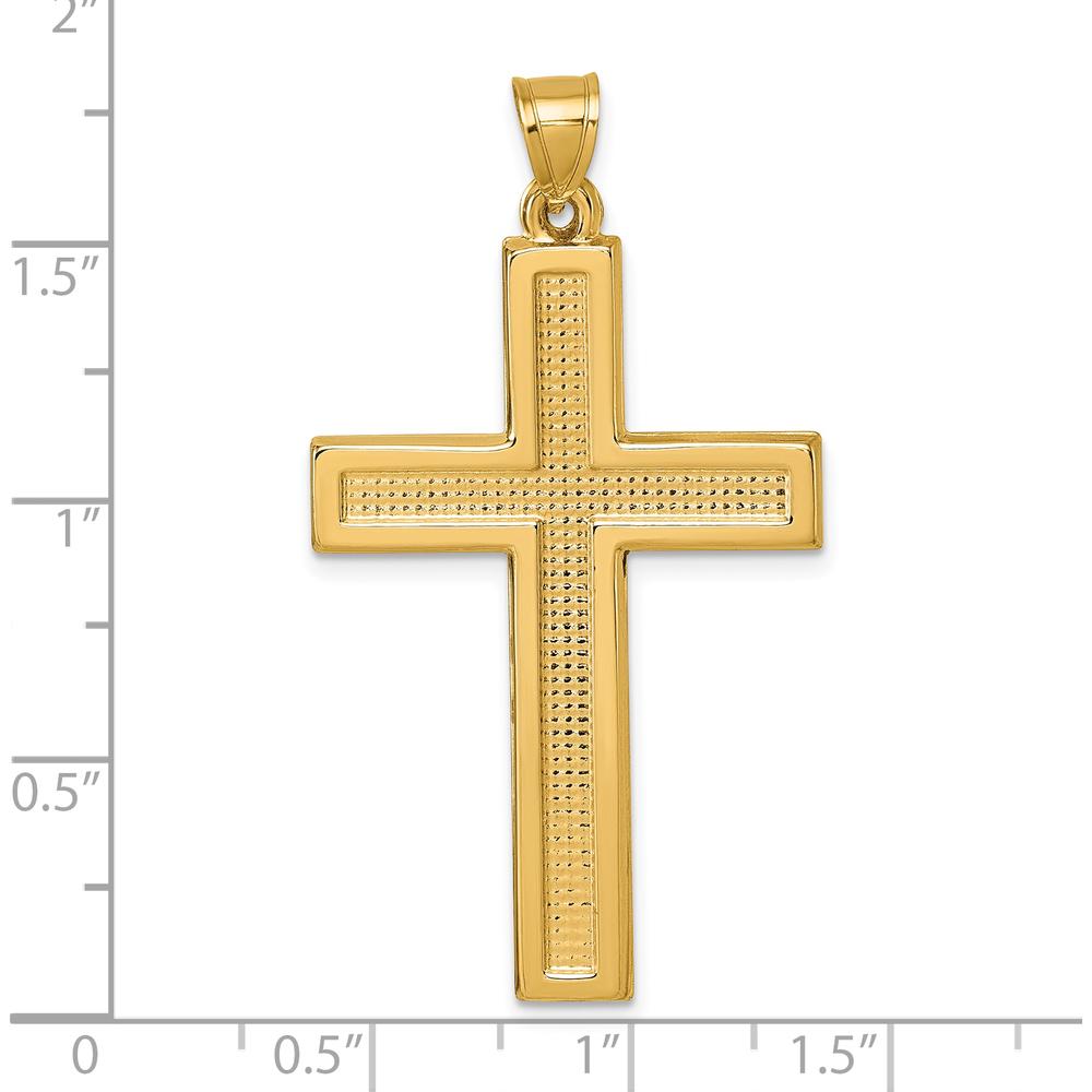 14K Yellow Gold Polished and Textured Latin Cross Pendant by Oro Pregiato