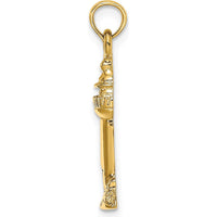 14K Yellow Gold Polished and Textured Lighthouse Pendant Charm - 23mm by Oro Pregiato