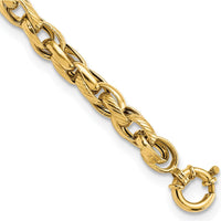 14K Yellow Gold Polished and Textured Link Bracelet - 7.5 Inches by Oro Pregiato