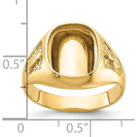 14K Yellow Gold Polished and Textured Masonic Men's Ring Mounting - 12mm x 10mm Stone Mounting by IBGoodman