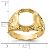 14K Yellow Gold Polished and Textured Masonic Ring Mounting - Center Stone 12.00 x 10.00mm by IBGoodman