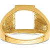 14K Yellow Gold Polished and Textured Masonic Ring Mounting for 12x10mm Rectangular Stone by Monteluci Fine Jewelry