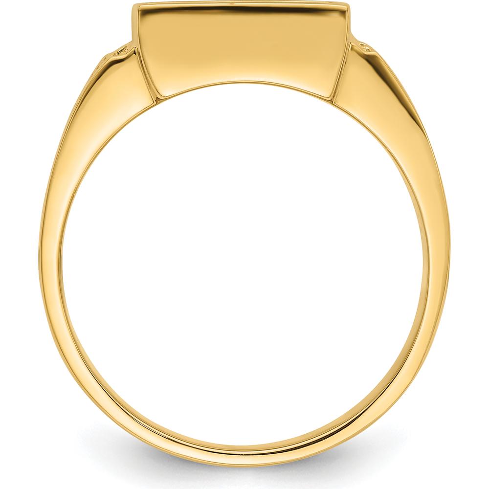 14K Yellow Gold Polished and Textured Masonic Ring Mounting for 12x10mm Rectangular Stone by IBGoodman